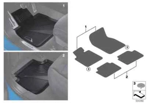 NUEVO JUEGO ALFOMBRILLAS GOMA TODO CLIMA BMW SERIE 1 2 G40 G44 51472469122 - Imagen 1 de 3