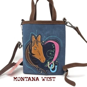 Montana West New Blue Mini Tote Bag with Detachable Crossbody Strap - Picture 1 of 4