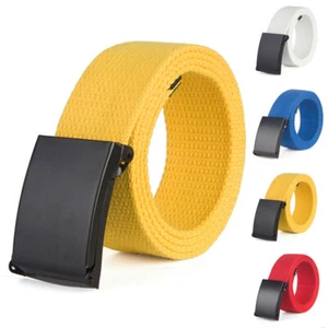 10 Colors Unisex Waistband Canvas Belts Military Web Belt Smooth Buckle Gift - Picture 1 of 20