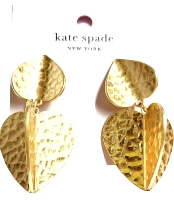 Pendientes colgantes Kate Spade de metal con pétalos de flores usados enchapados en oro latón nuevos Foto 1 de 4