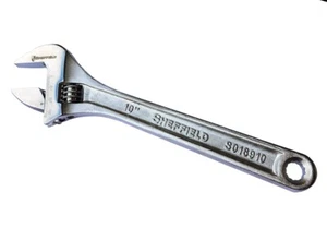 Sheffield 10"/250mm Cr-V Steel Adjustable Wrench Shifter Max. 37mm Wide Open Jaw - Picture 1 of 4