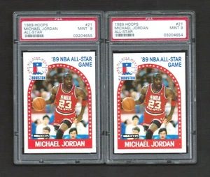 1989-90 Hoops All-Star MICHAEL JORDAN LOT OF 2 Basketball Cards #21 PSA 9 MINT - Picture 1 of 2