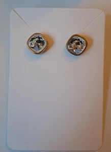 M&S Big CZ VINTAGE EARRINGS Pierced 80s Art Deco Style Diamante Gold Tone RETRO. - Picture 1 of 14