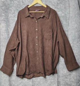 NWOT Real Size Womens Brown Corduroy Button Up Shirt Top Size 5X - Picture 1 of 7