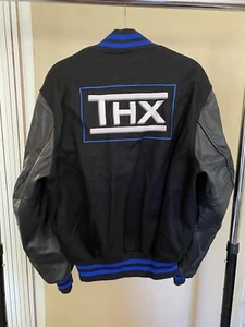Lucasfilm Ltd Company THX Letterman Crew Jacket Black Blue Large Disney 1990s - Picture 1 of 10