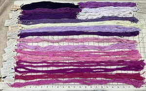 Silk &  Ivory Needlepoint Floss Silk Merino Wool Blend Purple Pink Colors - Picture 1 of 23