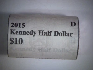 2015-D  Kennedy Half Dollar  Mint Wrapped Roll 20 BU Half Dollar coins - Picture 1 of 4