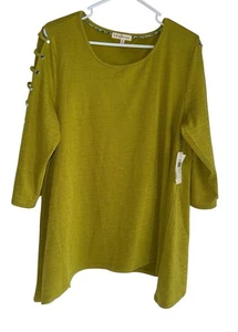 Nuevo con etiquetas Top Retrology Mujer Manga 3/4 Talla XL Verde Detalle Escalera  - Imagen 1 de 8