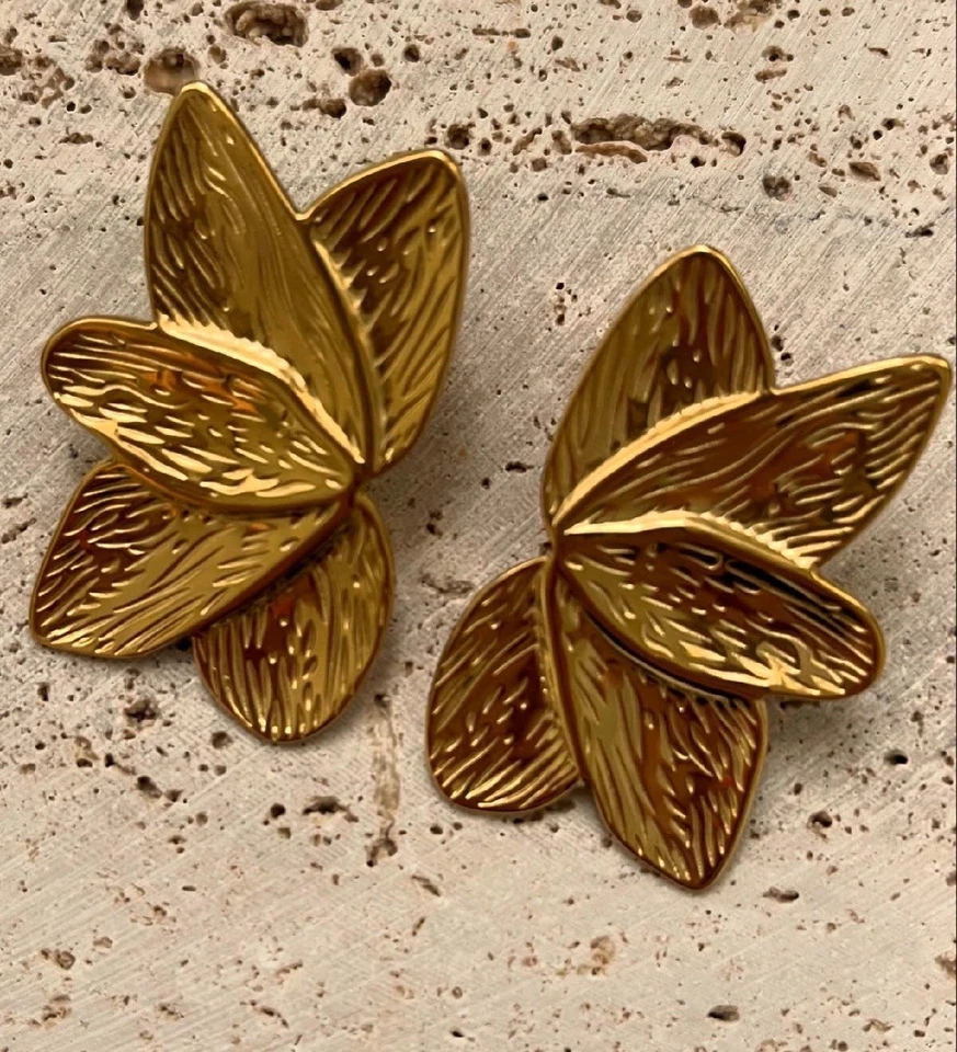 Golden Leaf Earrings – Boho Gold Dangle Earrings for Women - Image 1 of 1