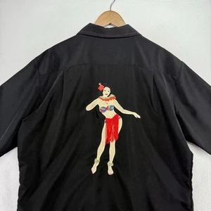 Dragonfly Shirt Men's XL Black Bowling Camp Hula Girl Stitched Loop Vintage y2k - Picture 1 of 10