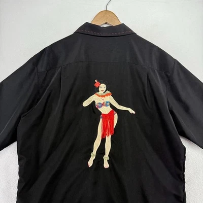 Dragonfly Shirt Men's XL Black Bowling Camp Hula Girl Stitched Loop Vintage y2k - Image 1 of 4