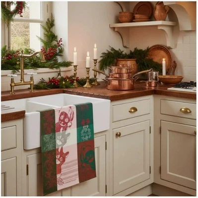 GARNIER THIEBAUT, CHATS de NOEL (GATOS DE NAVIDAD) COCINA FRANCESA / TOALLA DE TÉ, NUEVO Foto 1 de 4