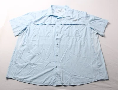 Realtree Men's Button Down Short Sleeve Fishing Shirt BL1 Light Blue Size 3XL - Image 1 of 4