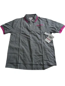 #0027 Polo Retro Fox L GRIGIO E ROSA vestibilità classica 100% cotone nuova con etichetta - Foto 1 di 5