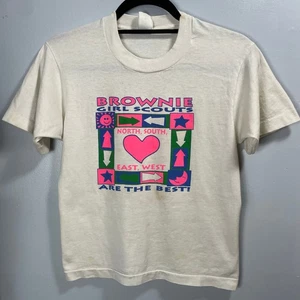 Vintage 90er Brownie Girl Scout hell Einzelnaht himmlisches Shirt Kinder Large - Bild 1 von 11