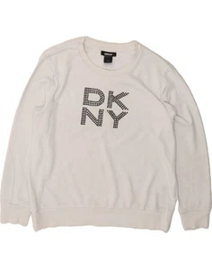 DKNY Mens Graphic Sweatshirt Jumper Medium White Cotton CP62 - Imagen 1 de 4