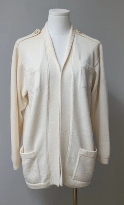 Cárdigan Suéter Vintage Años 80 Marie St John Marfil Santana Tejido Abierto S Foto 1 de 4