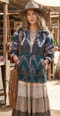 Chaqueta estilo nativo americano vintage | Estampado tribal azteca del suroeste | Pequeña Foto 1 de 4