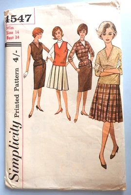 Simplicity 4547 sewing pattern Overblouse Jerkin & Skirts Size 14 UNCUT FF 1962 - Image 1 of 2