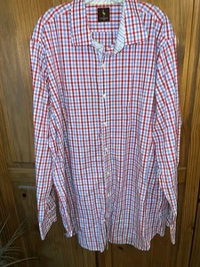 Tailorbyrd Mens Button Down Shirt Red Blue & White Plaid 3XL Tall - Picture 1 of 8