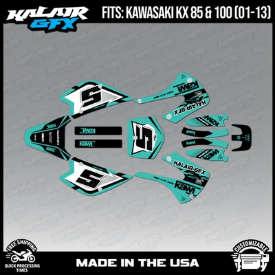 Kit de gráficos Kalair GFX para Kawasaki KX85 KX100 (2001-2013) Venom-Teal - Imagem 1 de 4