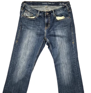 Cowgirl Tuff Jeans Women 36 (36x34) Blue Denim Bootcut Dont Fence Me In Mid Rise - Picture 1 of 16