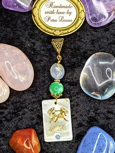 Anhänger CHALCEDON + CHRYSOPRAS Muschel Geburtsstein Sternzeichen ZWILLINGE MAI - Bild 1 von 10