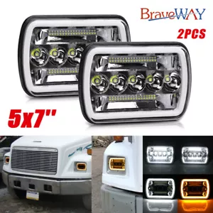 For Freightliner FL50 FL60 FL70 FL80 MT35 MT45 7x6'' 5x7 LED Headlight DRL Hi-Lo - Foto 1 di 16