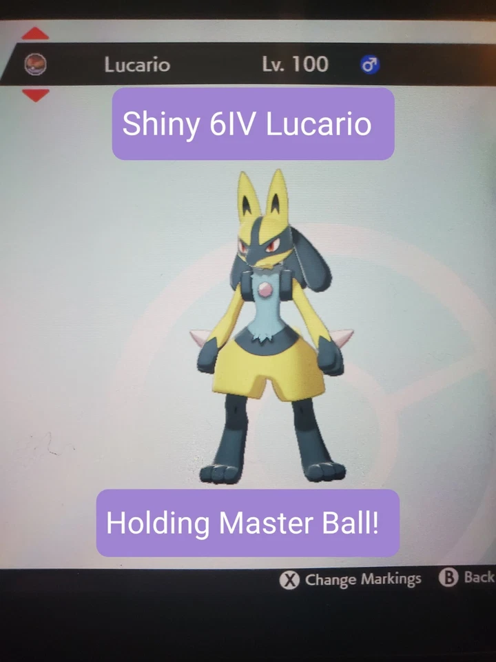 POKÉMON POKEMON SWORD AND SHIELD ✨SHINY✨ LEGENDARY LUCARIO 6IV LV100 WITH MASTER BALL!