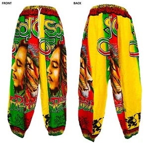 Cuffed Rasta Harem Pants Baggy Unisex Gypsy Bob Marley Hippie Festival Groovy - Bild 1 von 3