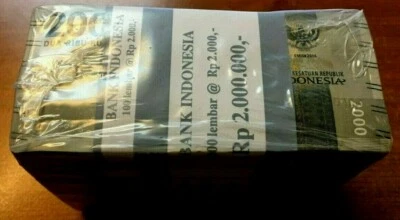 INDONESIA 2000 RUPIAH P-155 2016 x 1000 Pcs Lot Brick Bundle 2 Million UNC NOTE - Image 1 of 4