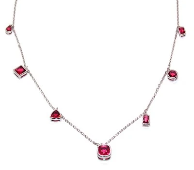 Collar plateado rubí 3,95 quilates (925) caja de regalo gratuita Foto 1 de 4