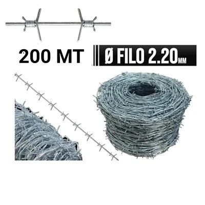 FILO SPINATO ZINCATO PESANTE ROTOLI 200 METRI 4 PUNTE RICCIO ZINCATO FILO 2.2mm - Immagine 1 di 4