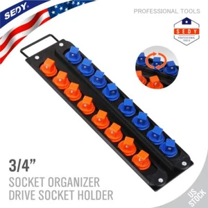 3/4-Inch Drive Heavy Duty Socket Organizer Holder Rail Rack 360° Swivel 16 Clips - Picture 1 of 7