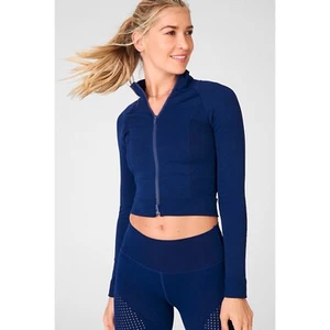 NWT Fabletics Nixie Crop SculptKnit® Jacket II Navy Blue Size 3X High Neck - Picture 1 of 6