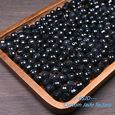 Натуральный черный класса нефрит вырезанный бисером черный бирманский нефрит бусина сделай сам бисер - Изображение 1 из 4