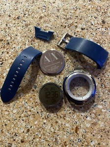FOR PARTS ONLY AX ARMANI EXCHANGE SILVER & BLUE BLUE DIGITAL WATCH AX1108 - Picture 1 of 7