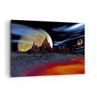 Wandbilder 120x80cm Leinwandbild Planeten Mond Universum XXL Bilder Wanddeko