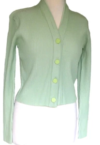 Giacca Cardigan Emporio Armani Maglia Verticale Cropped Sunny Lime USA Taglia L - Foto 1 di 10