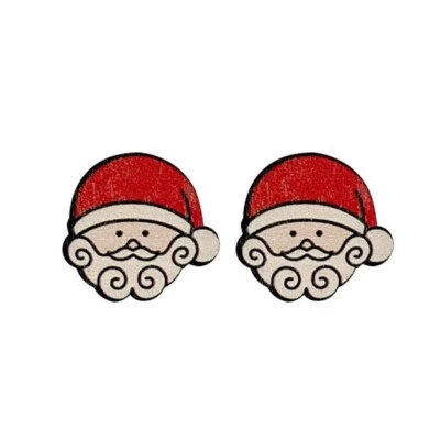 Aretes ligeros de madera natural de Papá Noel de Navidad - relleno Foto 1 de 3