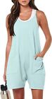 Womens Strappy Jumpsuits Holiday Overalls Dungarees Casual Loose Fit With Pocket