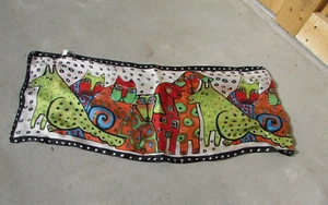 Bright Multicolor DOG & CAT 100% Silk Polka Dot Rectangle Scarf 11" x 52" - Picture 1 of 3