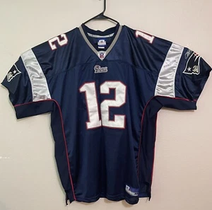 Reebok NFL Equipment Tom Brady New England Patriots Jersey #12 Blue Size 54 EUC - Picture 1 of 5