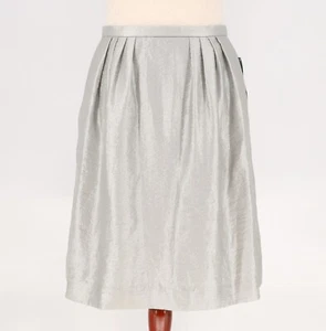NWT CARMEN MARC VALVO COLLECTION Jacquard Metallic A-Line Skirt Silver Size 12 - Picture 1 of 7