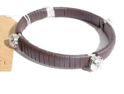 Lee Angel Women's Round Crystal Brown Faux LeatherBangle Bracelet NWT 140 - Image 1 of 4