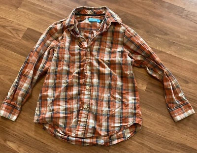 Boys Children Place Orange Plaid Button Up Shirt Sz Medium 7/8 - Image 1 of 4