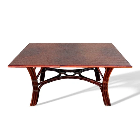 Vintage Ralph Lauren Rattan Bamboo Dining Table with Woven Rattan Tabletop 65x45 Cover
