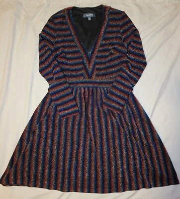 Women's ModCloth All That Glitters Rainbow Stripe Longsleeve Dress Size M - Image 1 of 4