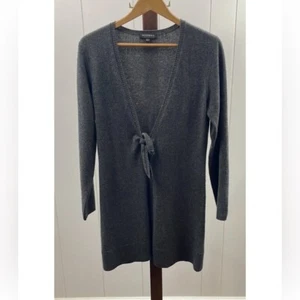 Repeat Cashmere Gray Tie Open Front Longline Cardigan 100% Cashmere Size Large - Picture 1 of 3