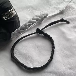 Bracciale in vera pelle intrecciato a mano bianco o nero MADE IN THE UK - Foto 1 di 11